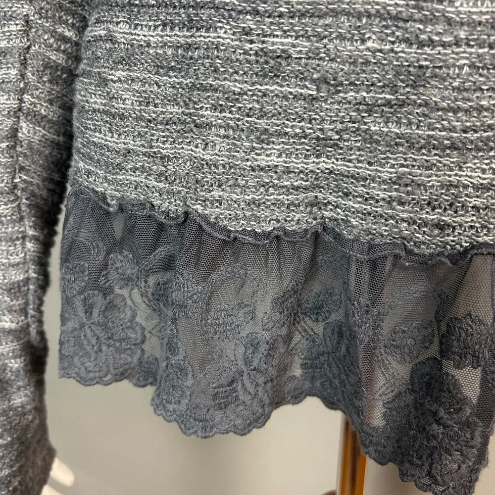 Fairy Grunge Sweater Large Hollister Gray Ruffle Peplum Raglan dark romantic